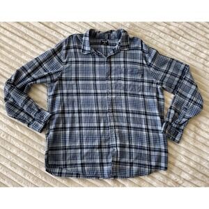 Hurley Mens XL Blue Gray Plaid Long Sleeve Button Down Shirt CU1010